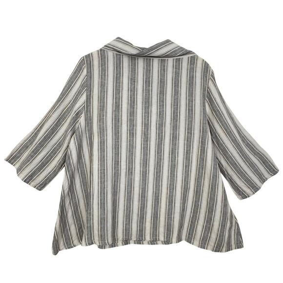 Bryn Walker 100% Linen Cowl Neck Blouse Women’s Sz L Striped Natural Top NWT - Picture 5 of 10